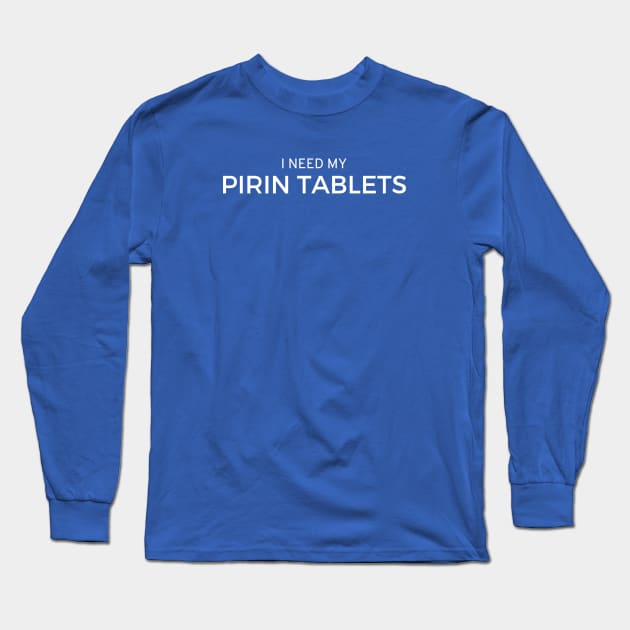 Pirin Tablets | The Birdcage | White Print Long Sleeve T-Shirt by monoblocpotato